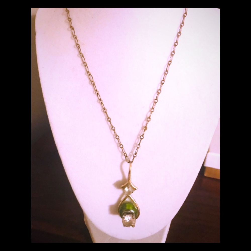 Costume Jewelry Simulated Jade Stone Necklace